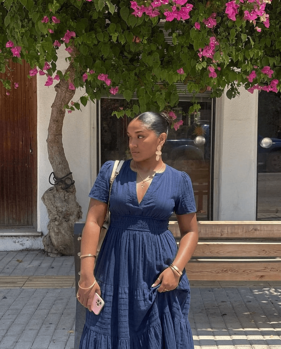 Sage | Short Sleeve V - Neck Elastic Waist Boho Maxi Dress with Pockets - mildlymama