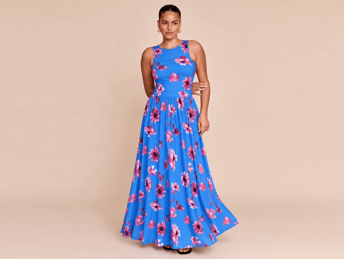 Seraphina | Floral Sleeveless Mesh Smocked Back Ruffle Hem Maxi Dress with Pockets - mildlymama