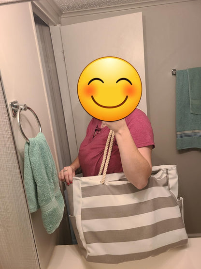 Shore | Large Waterproof Sandproof Beach Tote Bag with Zipper & 3 Pockets - mildlymama