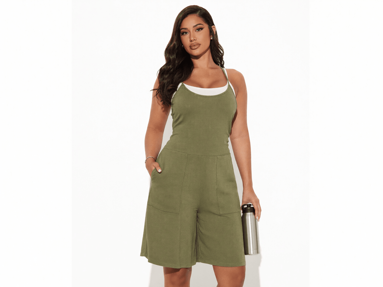 Soleil | Spaghetti Strap Wide Leg Loose Jumpsuit with Pockets - mildlymama