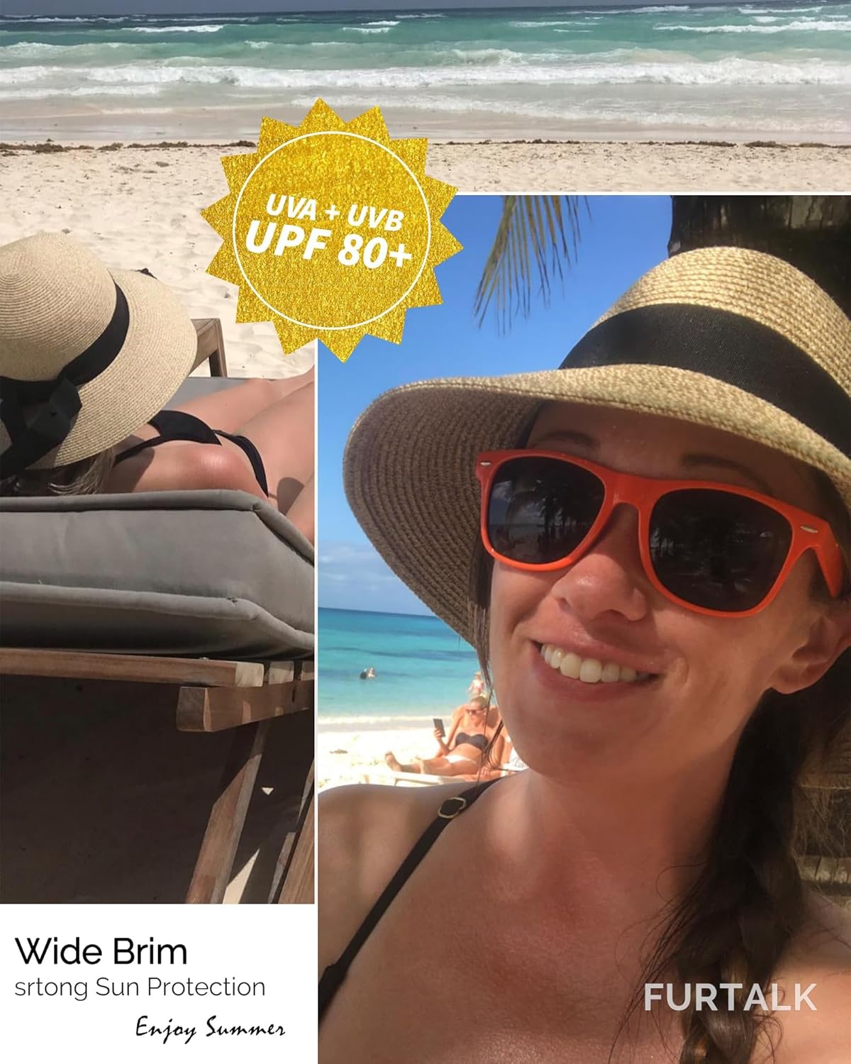 Soleil | Wide Brim Foldable Straw Beach Sun Hat UPF 80+ - mildlymama