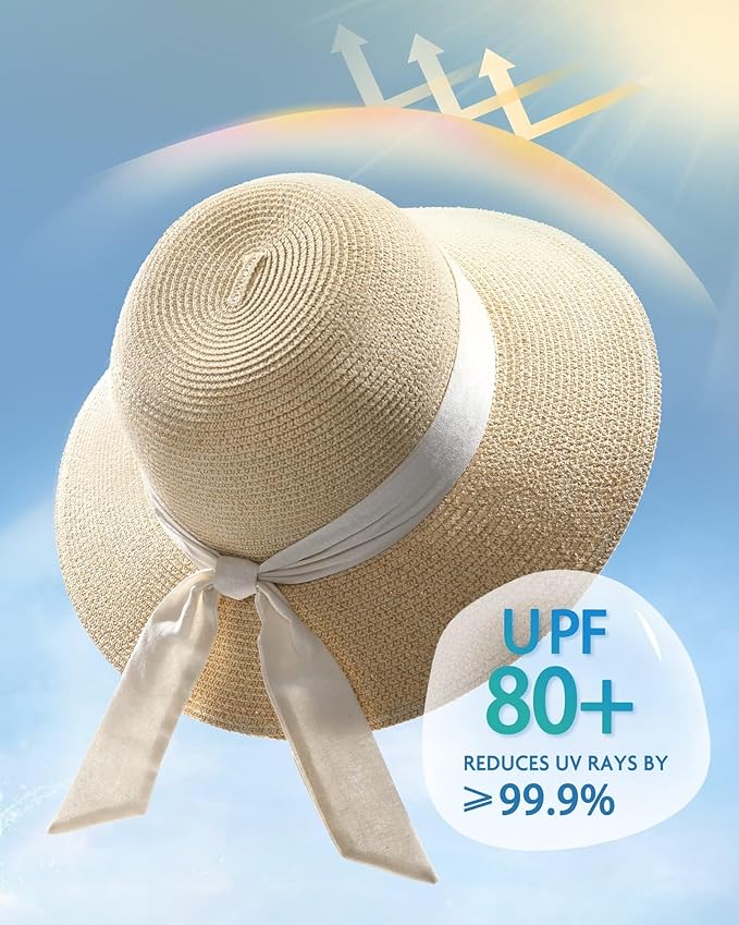 Soleil | Wide Brim Foldable Straw Beach Sun Hat UPF 80+ - mildlymama
