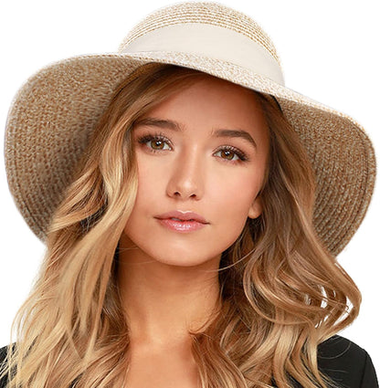 Soleil | Wide Brim Foldable Straw Beach Sun Hat UPF 80+ - mildlymama