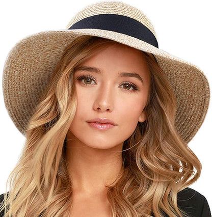 Soleil | Wide Brim Foldable Straw Beach Sun Hat UPF 80+ - mildlymama