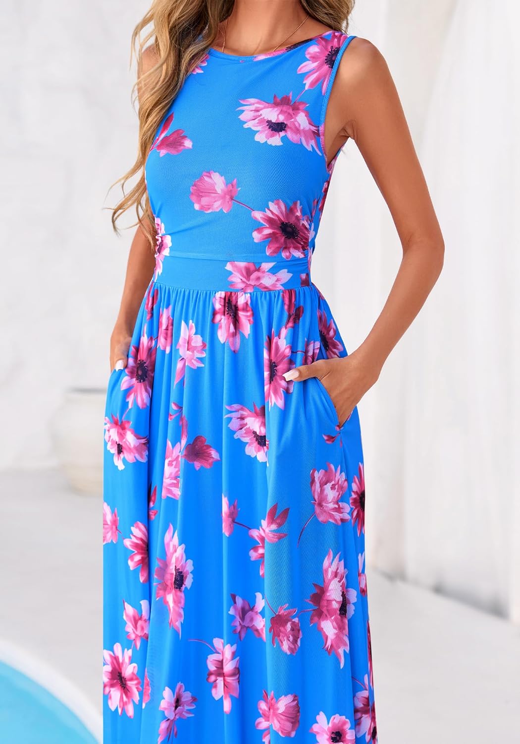 Summer Dresses for Women 2026 Floral Maxi Dress Sleeveless Mesh Flowy Spring Wedding Guest Dress Long Sundresses - mildlymama