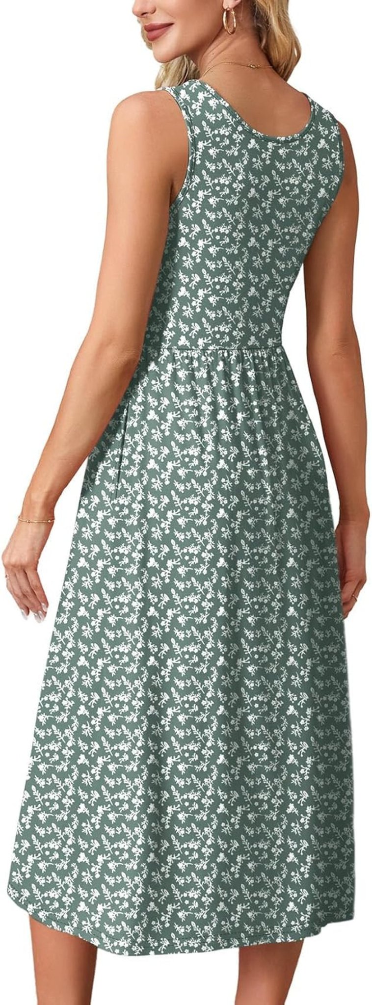 Summer Dresses for Women Flowy Casual Midi Dress Beach Vacation Sundresses with Pockets - mildlymama