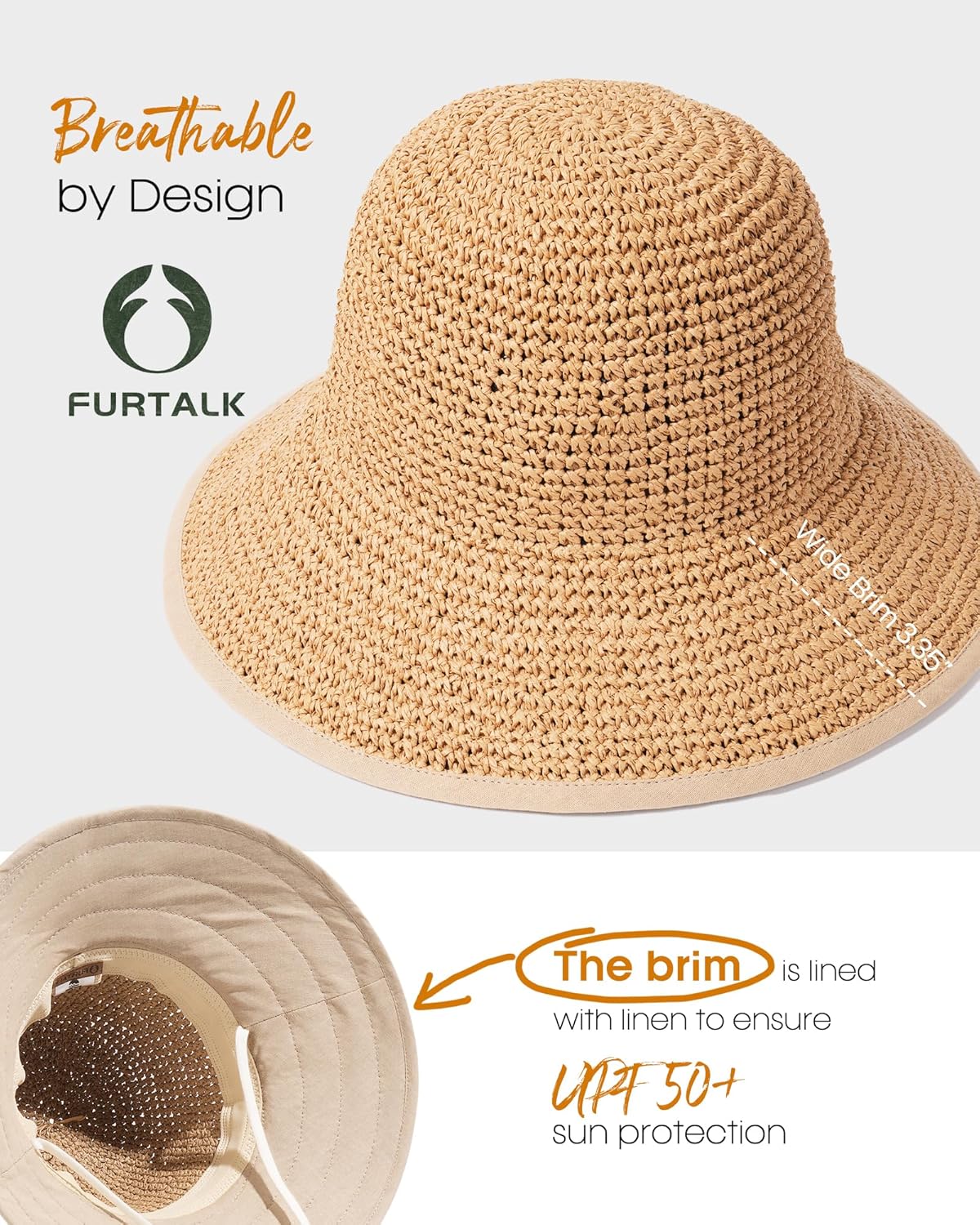 Summer Straw Beach Sun Hats for Women UPF 50 Floppy Wide Brim Travel Bucket Hat Foldable Packable - mildlymama