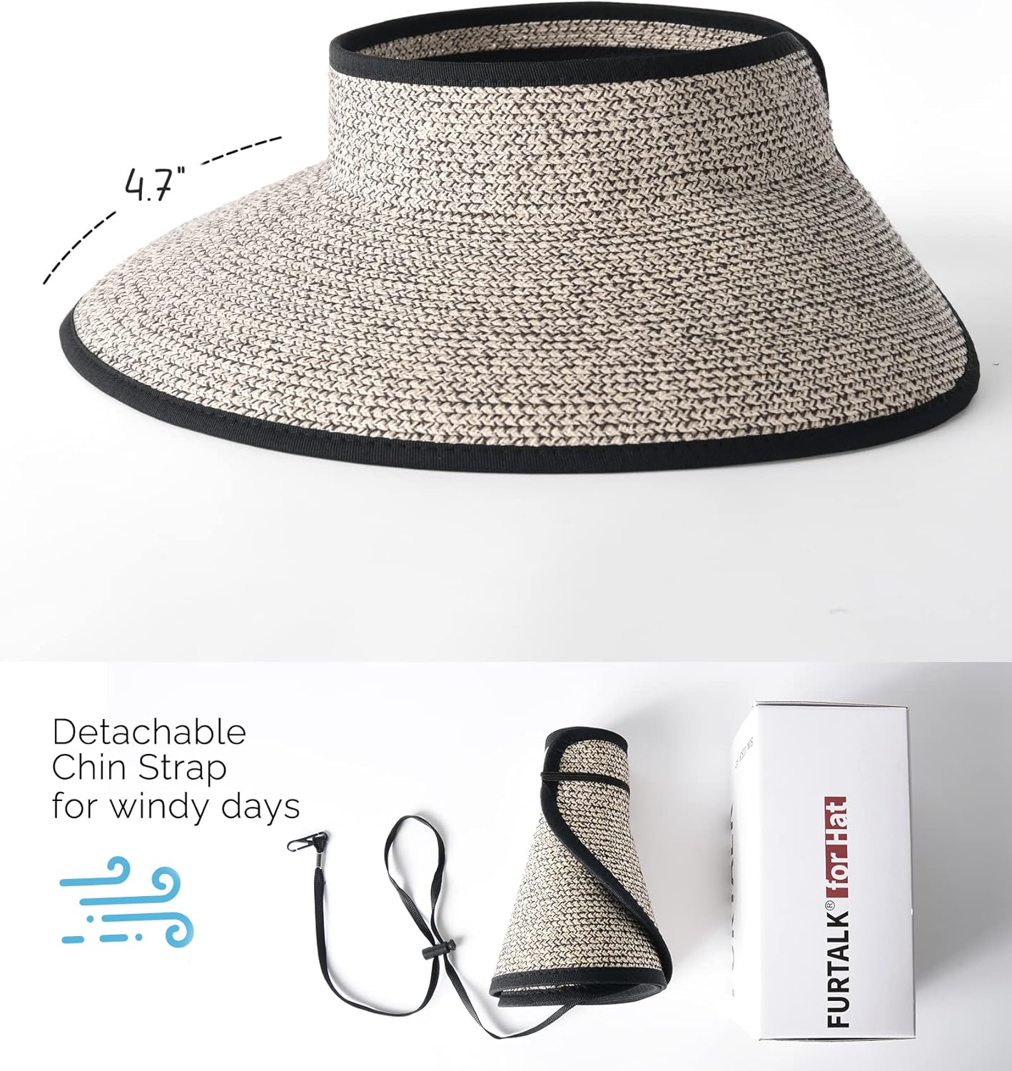 Sun Hats for Women Wide Brim Beach Hat Straw Visor Ponytail Summer UV Packable Foldable Beach Vacation Essentials - mildlymama