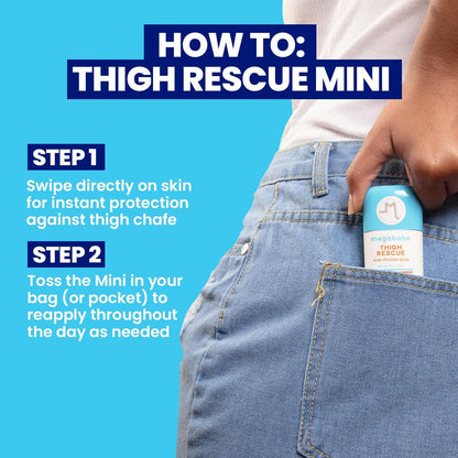 Thigh Rescue Anti - Chafe Stick Mini | Travel Size, Great for On - The - Go | Prevents Skin Chafe & Irritation | Thighs, Arms, Bra - Lines & More - mildlymama
