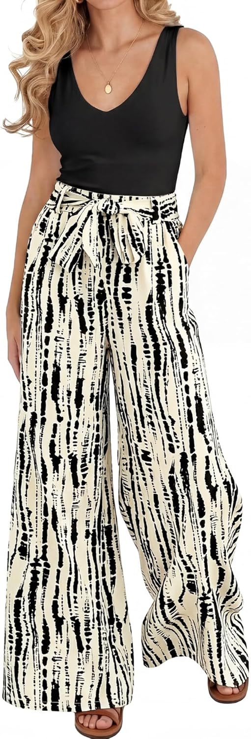 Two Piece Sets for Women Summer 2026 Spring Outfits Casual Sleeveless Wide Leg Pants Sets Beach Vacation Clothes - mildlymama