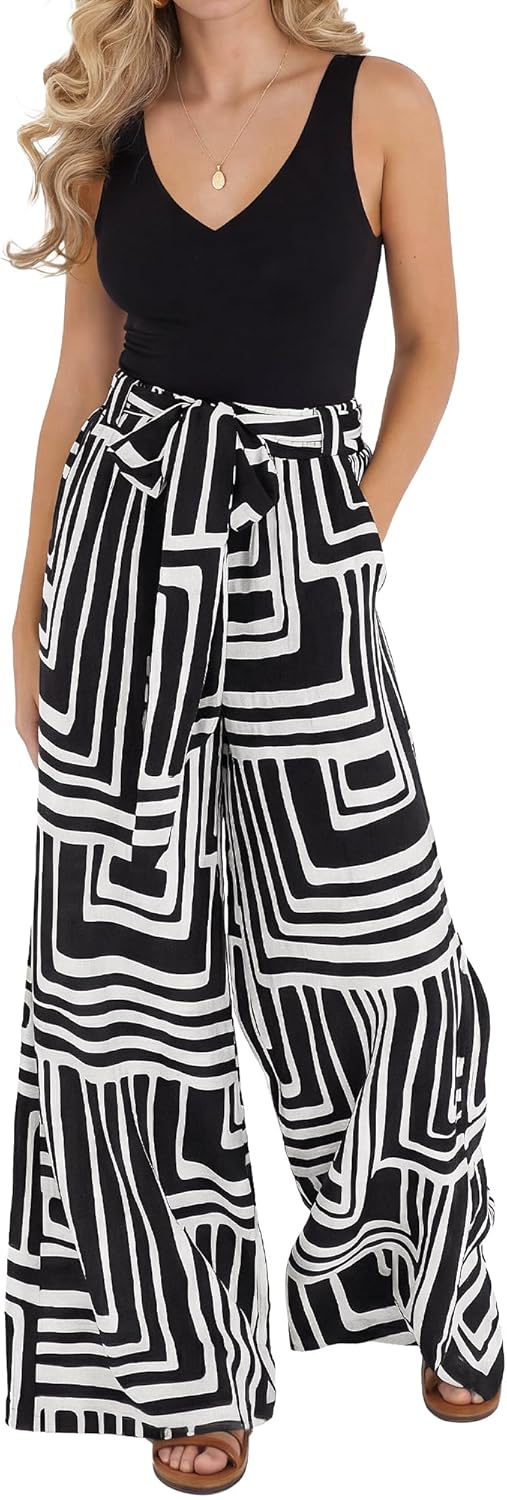 Two Piece Sets for Women Summer 2026 Spring Outfits Casual Sleeveless Wide Leg Pants Sets Beach Vacation Clothes - mildlymama