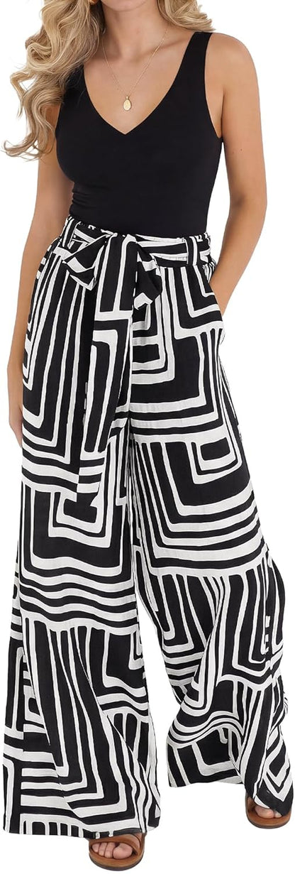 Two Piece Sets for Women Summer 2026 Spring Outfits Casual Sleeveless Wide Leg Pants Sets Beach Vacation Clothes - mildlymama