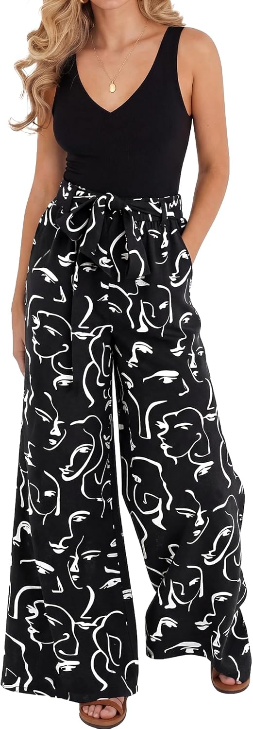 Two Piece Sets for Women Summer 2026 Spring Outfits Casual Sleeveless Wide Leg Pants Sets Beach Vacation Clothes - mildlymama