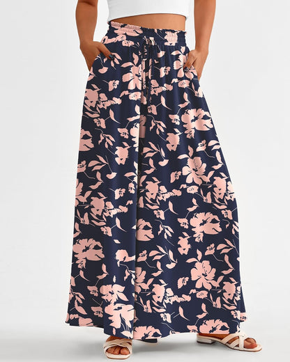 Women Casual High Waist Wide Leg Pants 2026 Spring Summer Long Palazzo Pants Pocket Lounge Beach Vacation Clothes - mildlymama