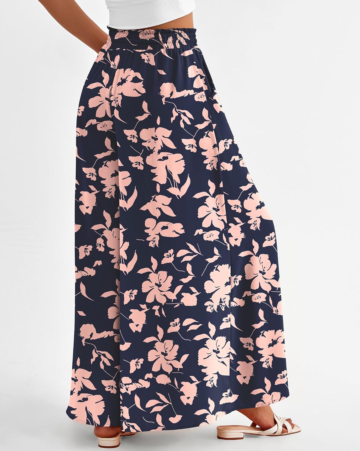 Women Casual High Waist Wide Leg Pants 2026 Spring Summer Long Palazzo Pants Pocket Lounge Beach Vacation Clothes - mildlymama