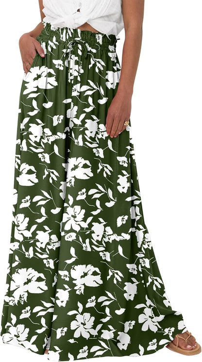 Women Casual High Waist Wide Leg Pants 2026 Spring Summer Long Palazzo Pants Pocket Lounge Beach Vacation Clothes - mildlymama
