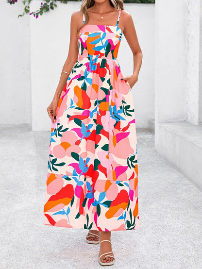 Women Summer Maxi Dresses 2026 Spaghetti Strap Boho Floral Striped Wedding Guest Beach Vacation Flowy Long Dress - mildlymama