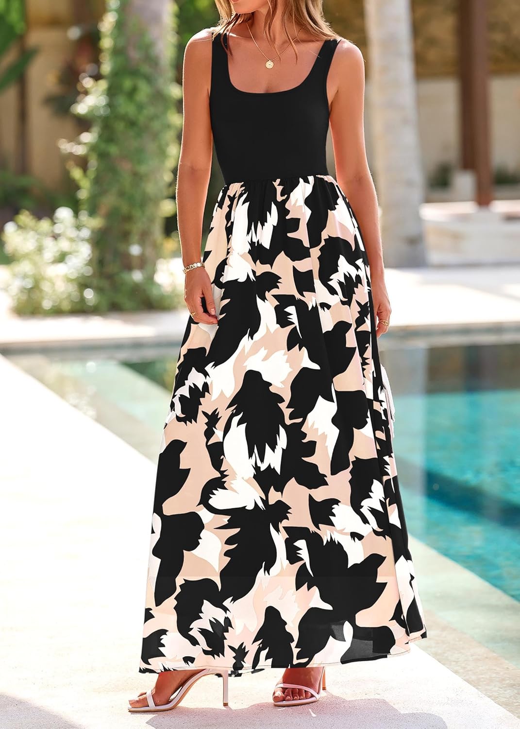 Women Summer Sleeveless Boho Floral Maxi Dress 2026 Scoop Neck Tank a Line Flowy Beach Vacation Resort Wear Sundress - mildlymama