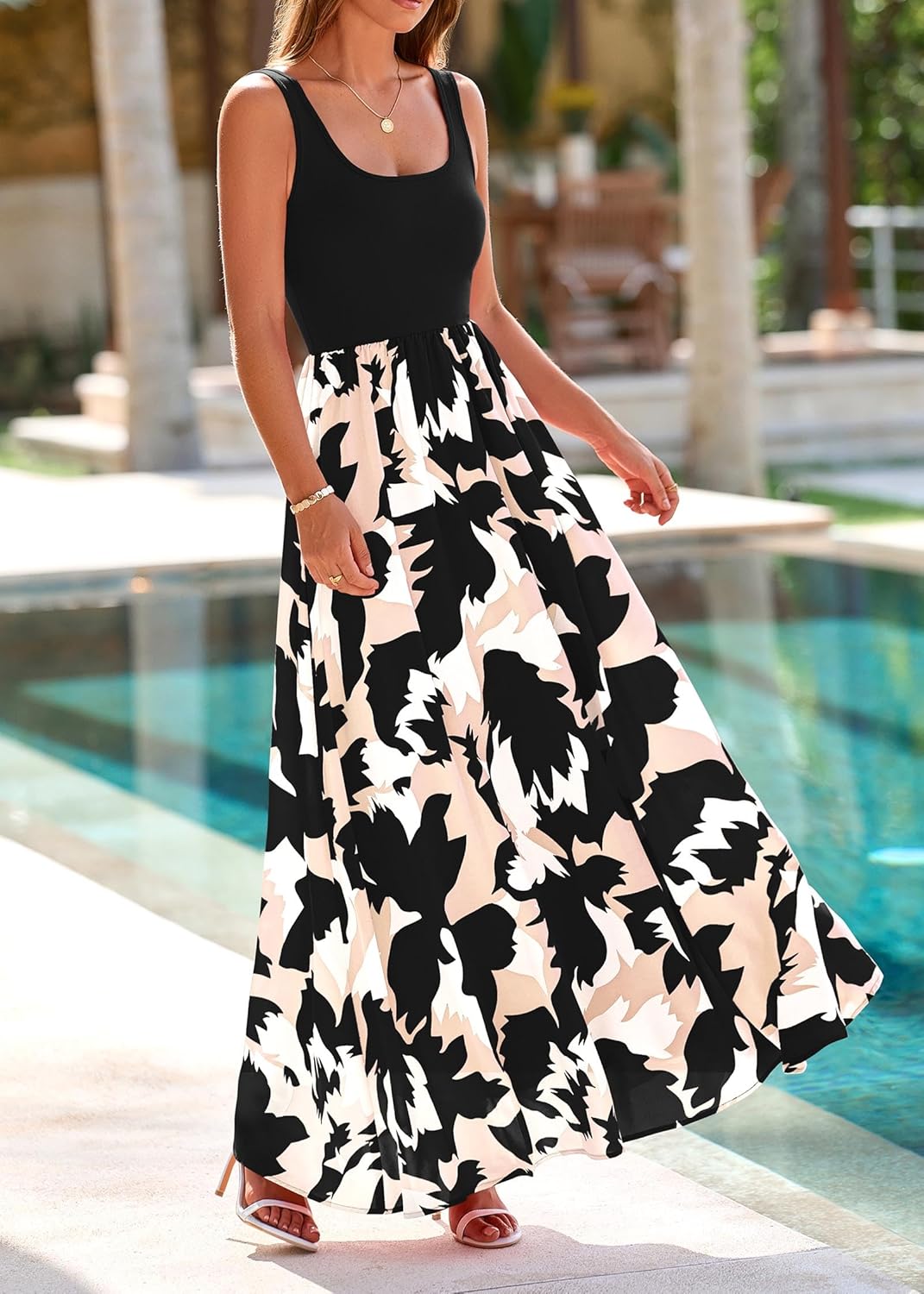 Women Summer Sleeveless Boho Floral Maxi Dress 2026 Scoop Neck Tank a Line Flowy Beach Vacation Resort Wear Sundress - mildlymama