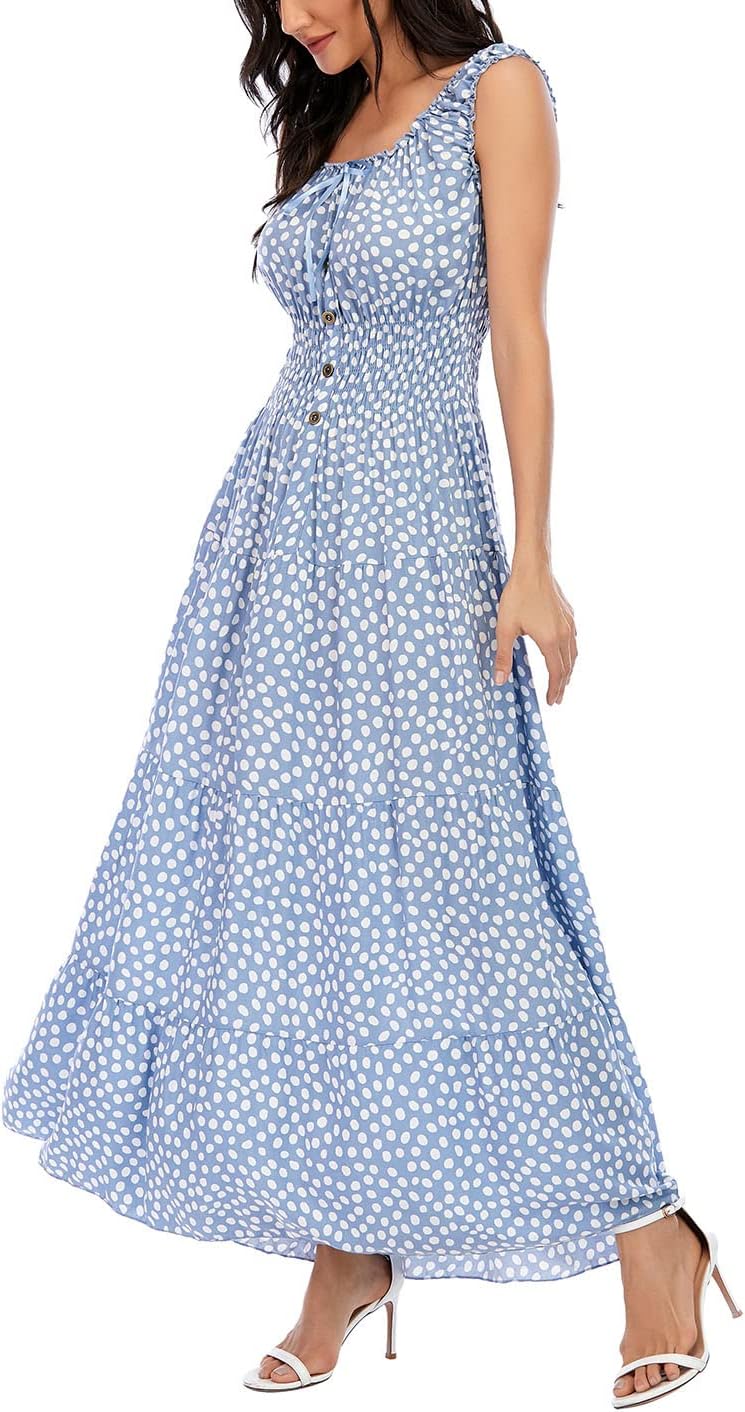 Women'S 2026 Summer Boho Floral Print Tiered Casual Flowy Long Maxi Dress - mildlymama