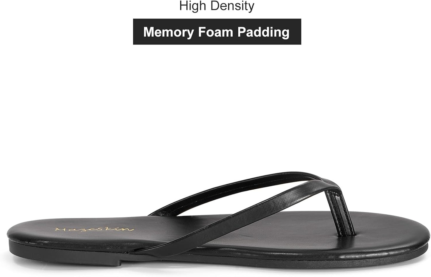 Women'S Memory Foam Comfortable Flat Thong Sandals Dressy Summer Beach Leather Slide Flip Flops - mildlymama
