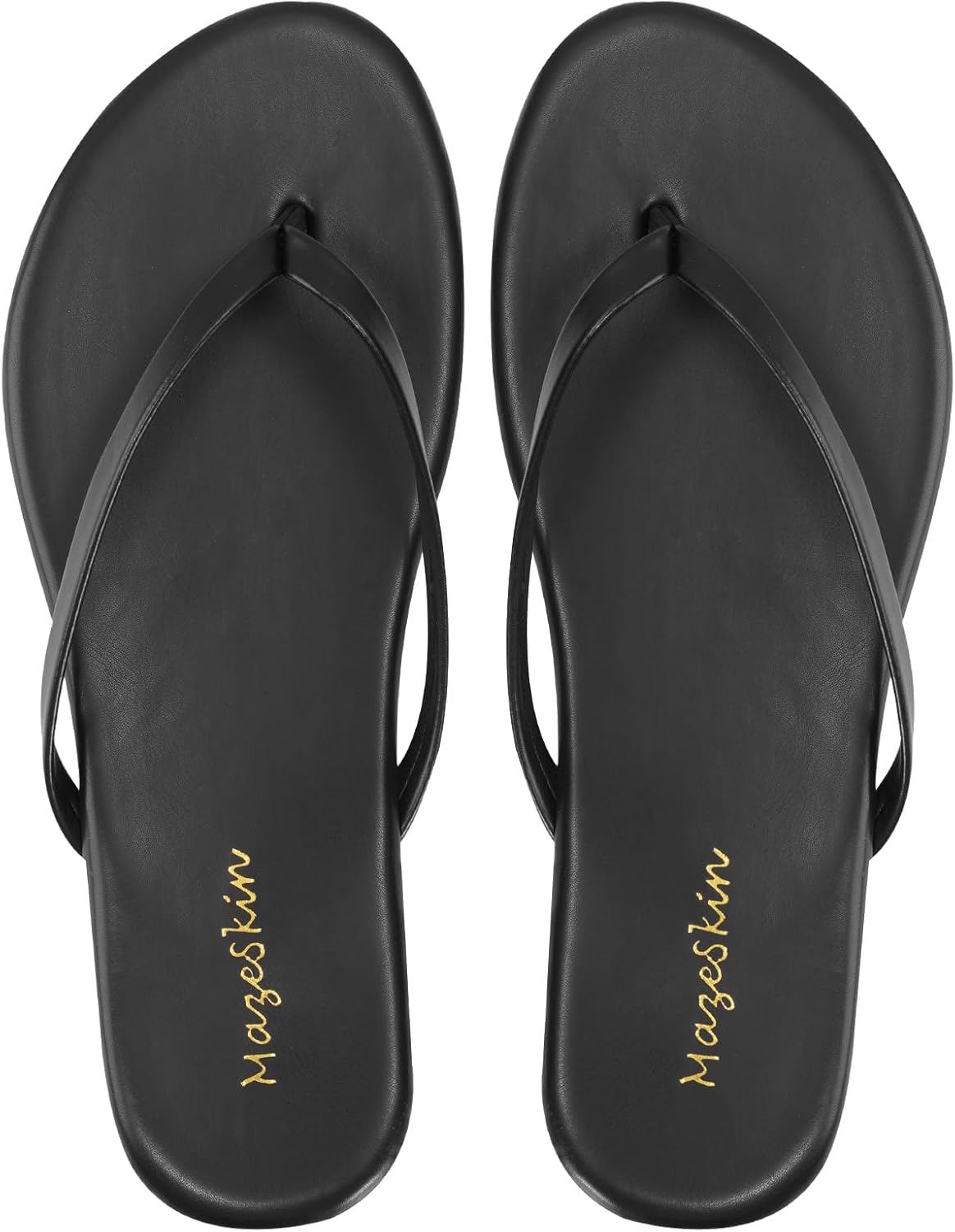 Women'S Memory Foam Comfortable Flat Thong Sandals Dressy Summer Beach Leather Slide Flip Flops - mildlymama