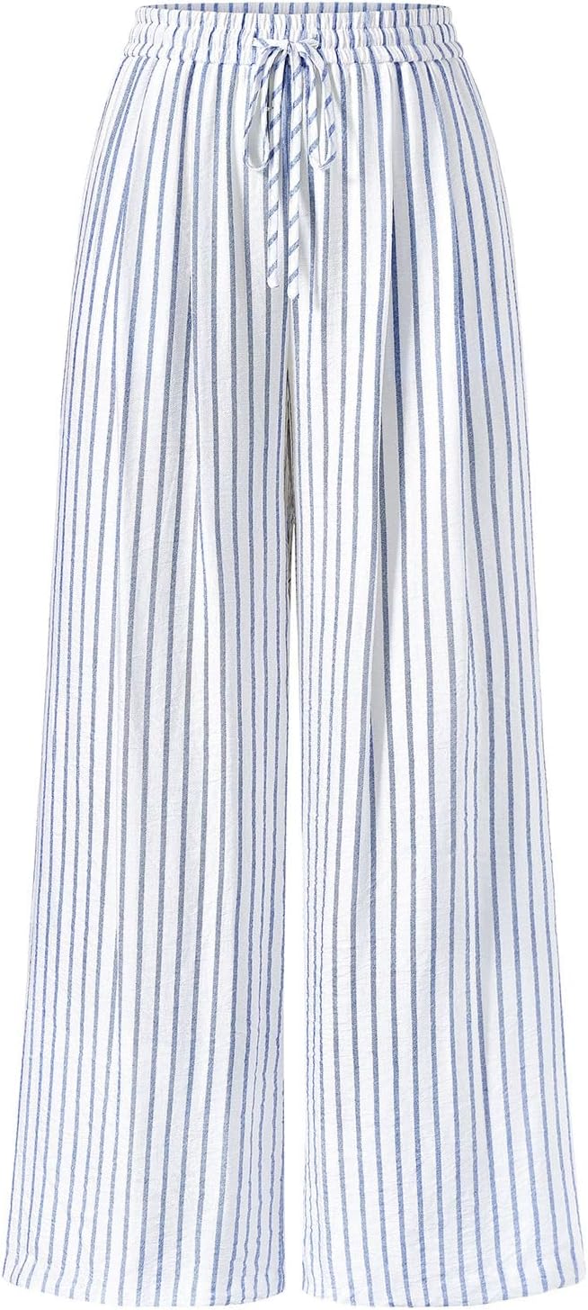 Womens Pants Elastic Waist Floral Lightweight Palazzo Pants for Women Casual Lounge Wide Leg Pants Woman - mildlymama