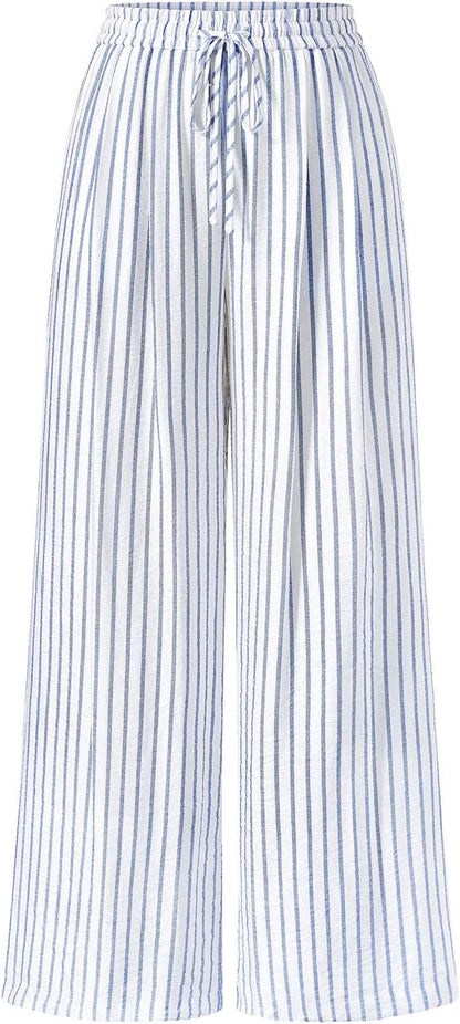 Womens Pants Elastic Waist Floral Lightweight Palazzo Pants for Women Casual Lounge Wide Leg Pants Woman - mildlymama