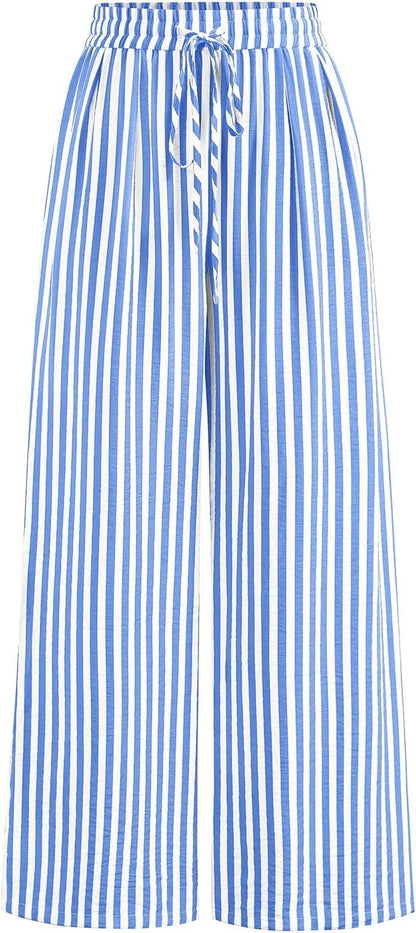 Womens Pants Elastic Waist Floral Lightweight Palazzo Pants for Women Casual Lounge Wide Leg Pants Woman - mildlymama