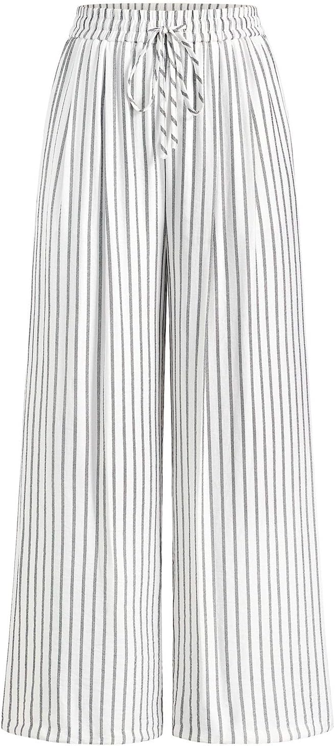 Womens Pants Elastic Waist Floral Lightweight Palazzo Pants for Women Casual Lounge Wide Leg Pants Woman - mildlymama