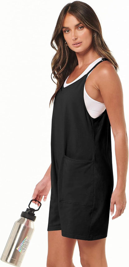 Womens Rompers Summer Casual Loose Sleeveless Overalls Spaghetti Strap Shorts Jumpsuit 2026 Beach Vacation Clothes - mildlymama