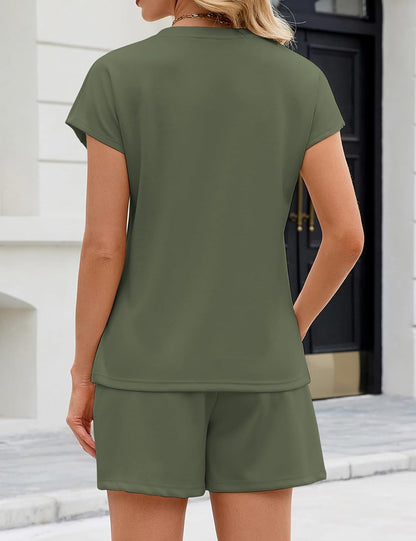 Womens Short Sets 2 Piece Summer Outfits for Women Lounge Sets Beach Vacation Travel Clothes Trendy Loungewear Sets - mildlymama