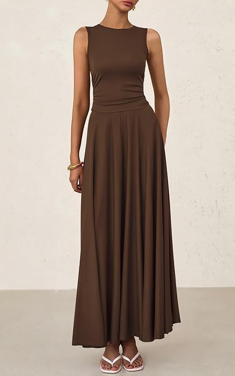Womens Spring Dresses 2026 Casual Sleeveless Crewneck Aline Maxi Dress Stretch Tank Flowy Long Dresses - mildlymama