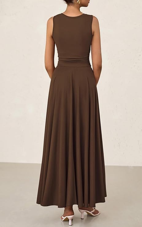 Womens Spring Dresses 2026 Casual Sleeveless Crewneck Aline Maxi Dress Stretch Tank Flowy Long Dresses - mildlymama