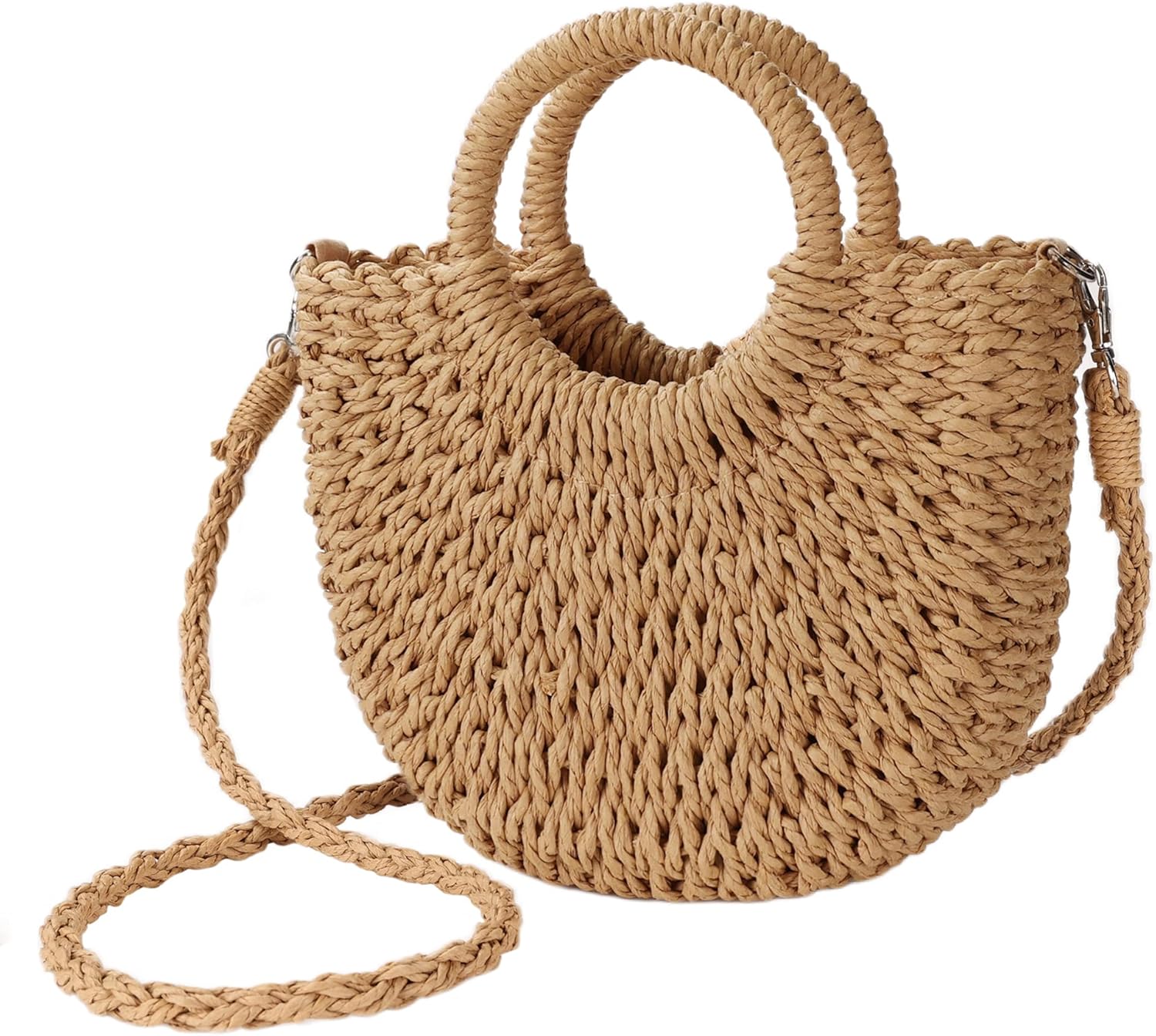 Womens Straw Beach Bag Woven Crossbody Shoulder Bags Top Handle Satchel Handbag Purse for Summer - mildlymama