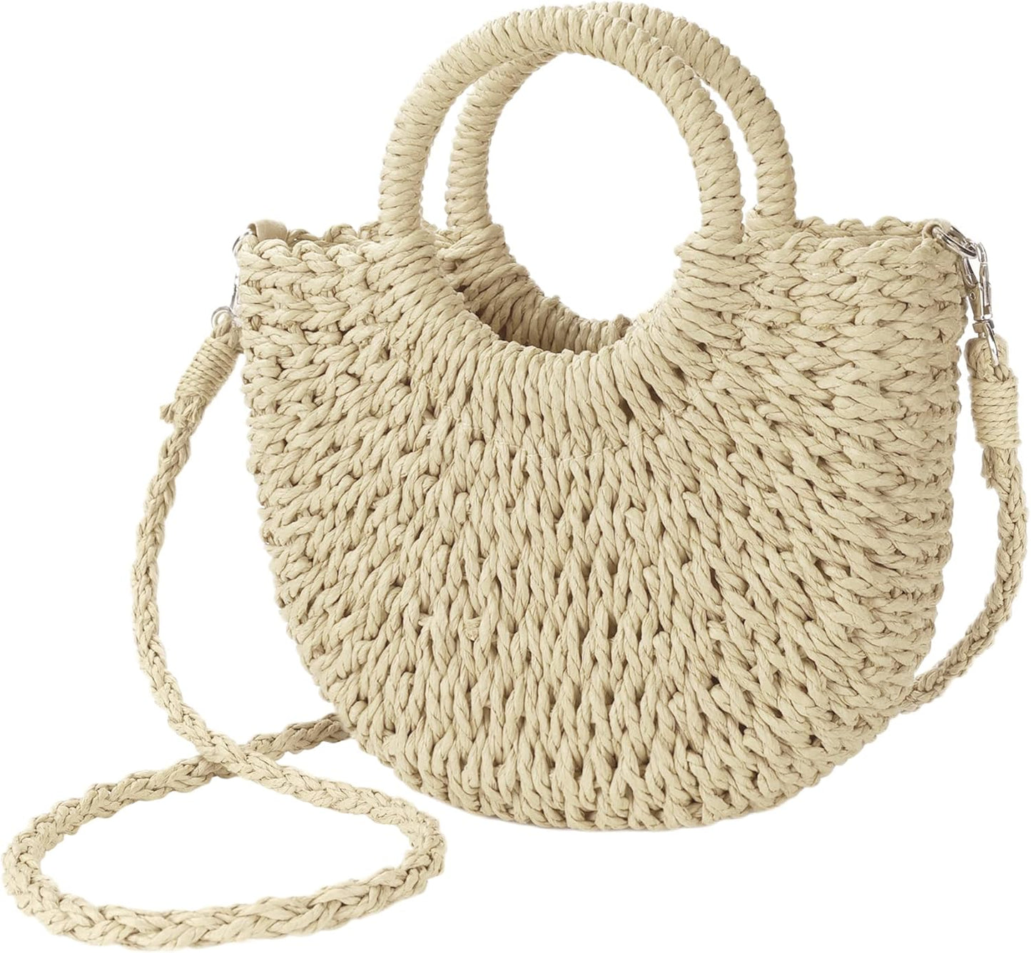 Womens Straw Beach Bag Woven Crossbody Shoulder Bags Top Handle Satchel Handbag Purse for Summer - mildlymama
