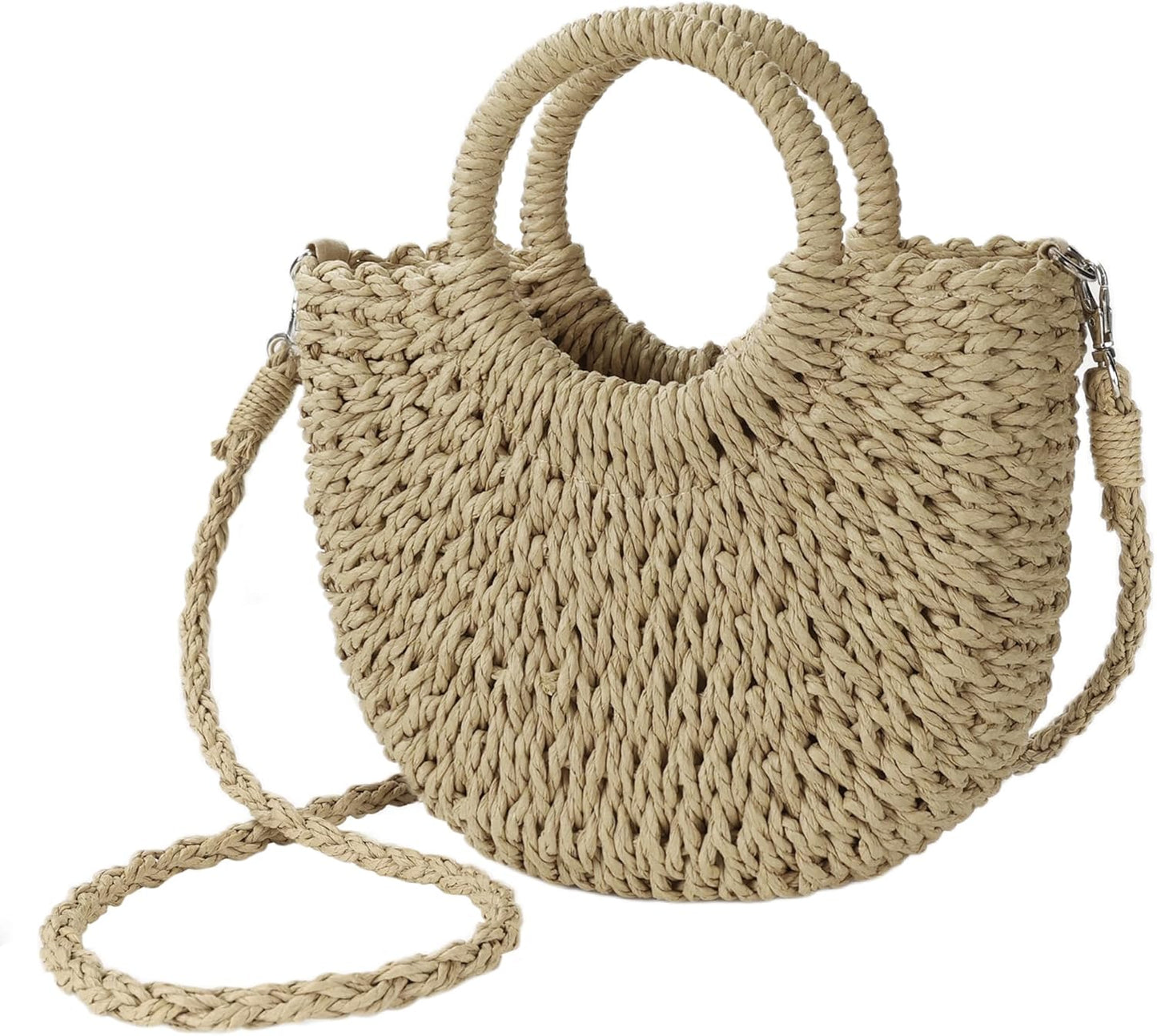 Womens Straw Beach Bag Woven Crossbody Shoulder Bags Top Handle Satchel Handbag Purse for Summer - mildlymama