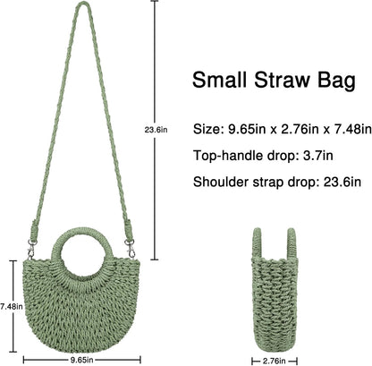 Womens Straw Beach Bag Woven Crossbody Shoulder Bags Top Handle Satchel Handbag Purse for Summer - mildlymama