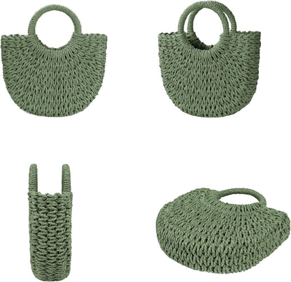 Womens Straw Beach Bag Woven Crossbody Shoulder Bags Top Handle Satchel Handbag Purse for Summer - mildlymama
