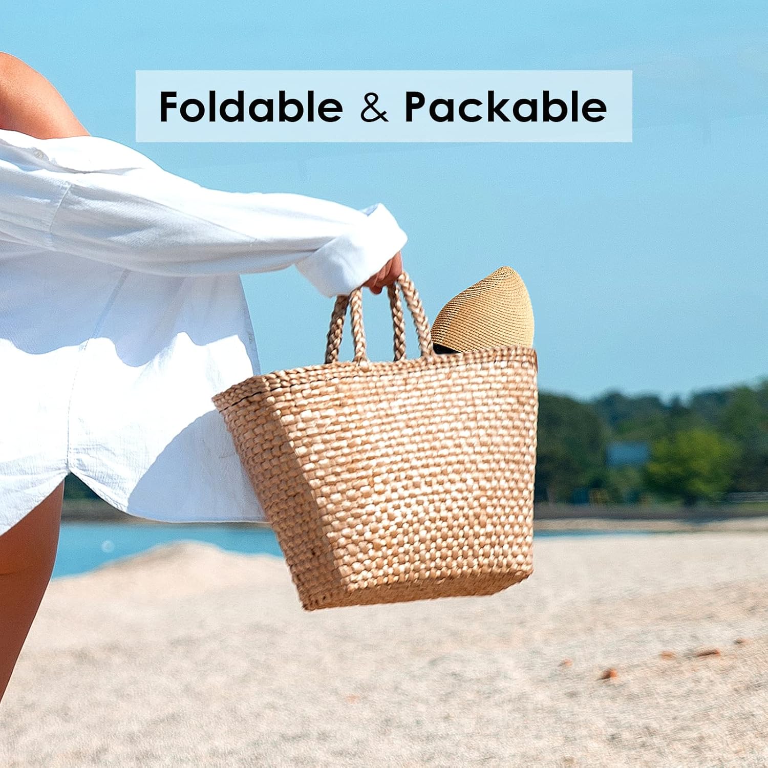 Womens Sun Straw Hat Wide Brim UPF 80 Summer Hat Foldable Packable Floppy Beach Hats for Women - mildlymama