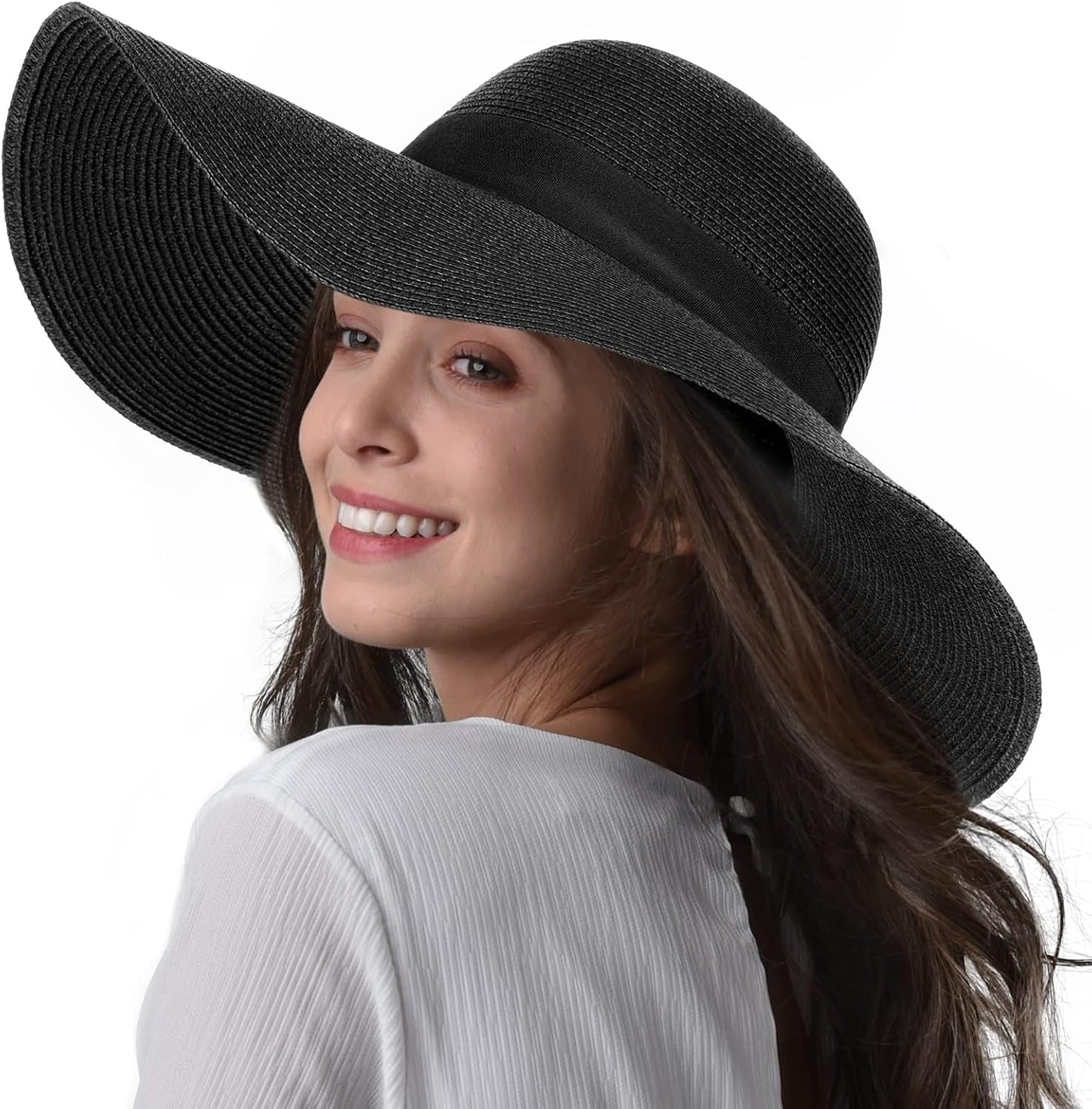 Womens Sun Straw Hat Wide Brim UPF 80 Summer Hat Foldable Packable Floppy Beach Hats for Women - mildlymama