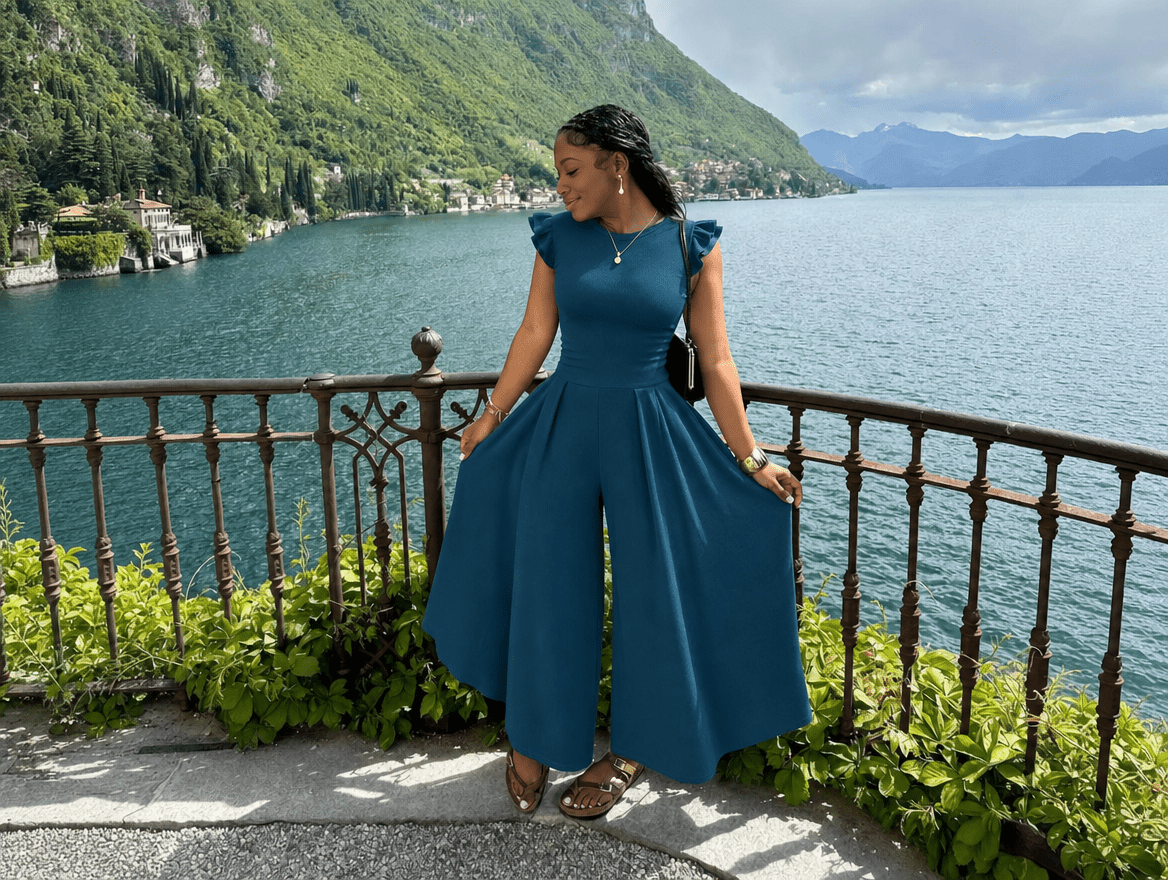 Wren | Ribbed Knit Ruffle Cap Sleeve Wide Leg Jumpsuit - mildlymama