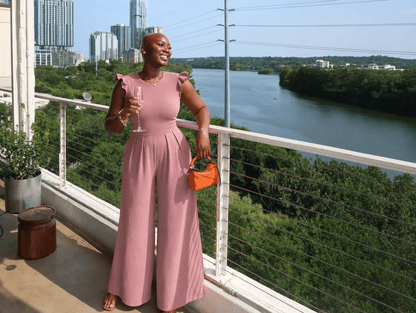 Wren | Ribbed Knit Ruffle Cap Sleeve Wide Leg Jumpsuit - mildlymama