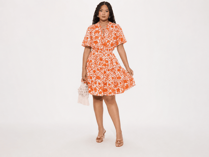 Zinnia | Floral V - Neck Puff Sleeve Tiered Ruffle A - Line Mini Dress - mildlymama